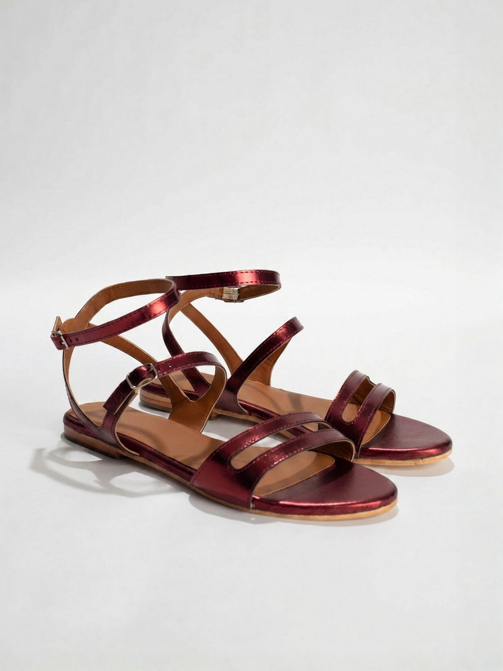 Gineta Sandals - Metallic Burgundy