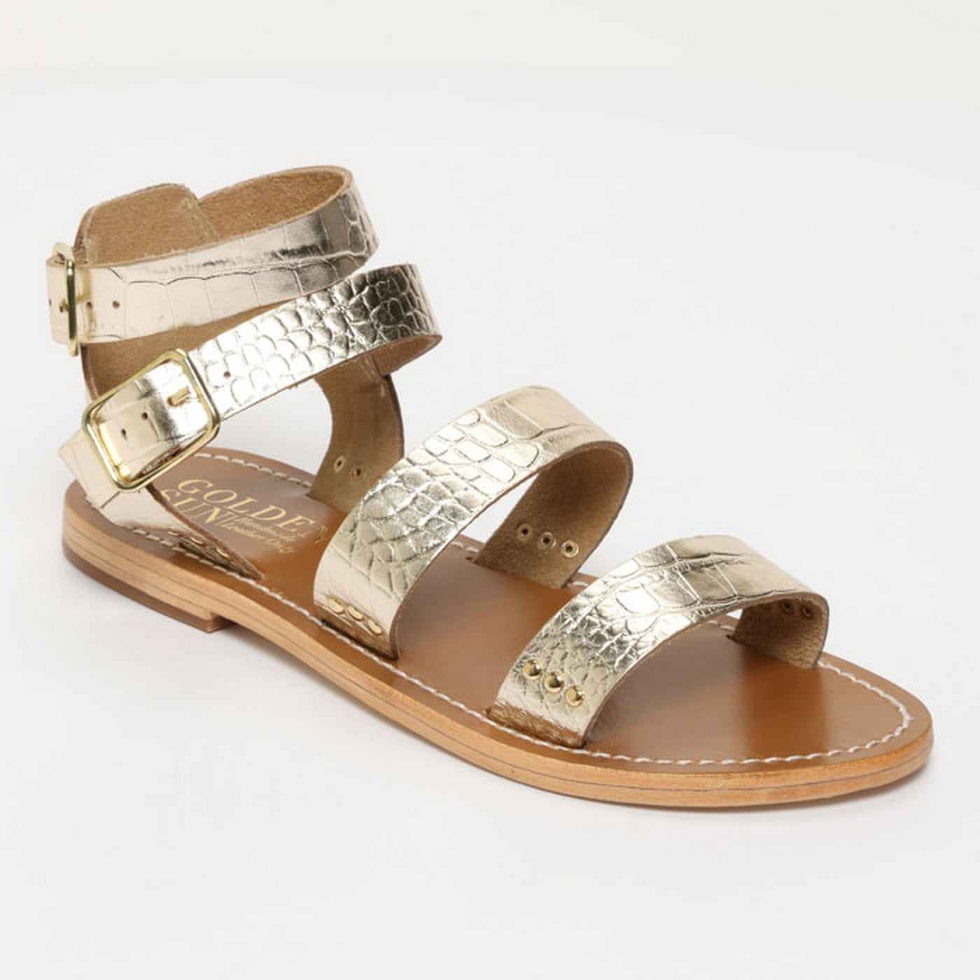 Sandalias Niolon - Croco Dorado