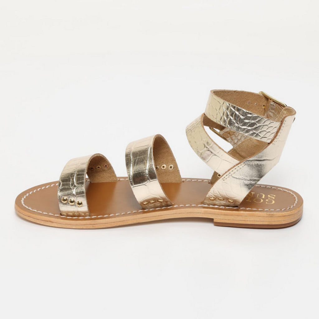 Sandalias Niolon - Croco Dorado