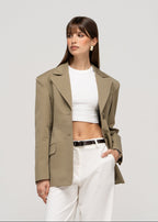 Blazer Ella Structured Waist-Cinched - Olive Green