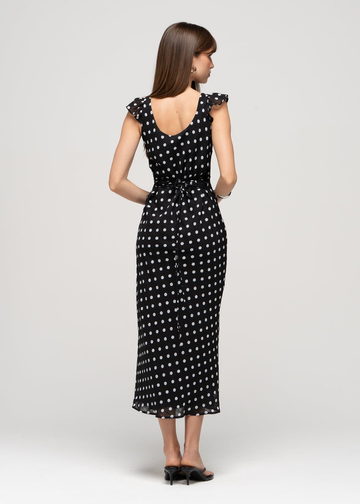 Abito midi Carmen Polka Dot - Black & White