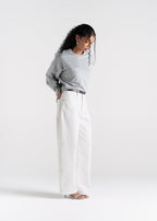 Jeansy Ava Mid-Waist Barrel - White