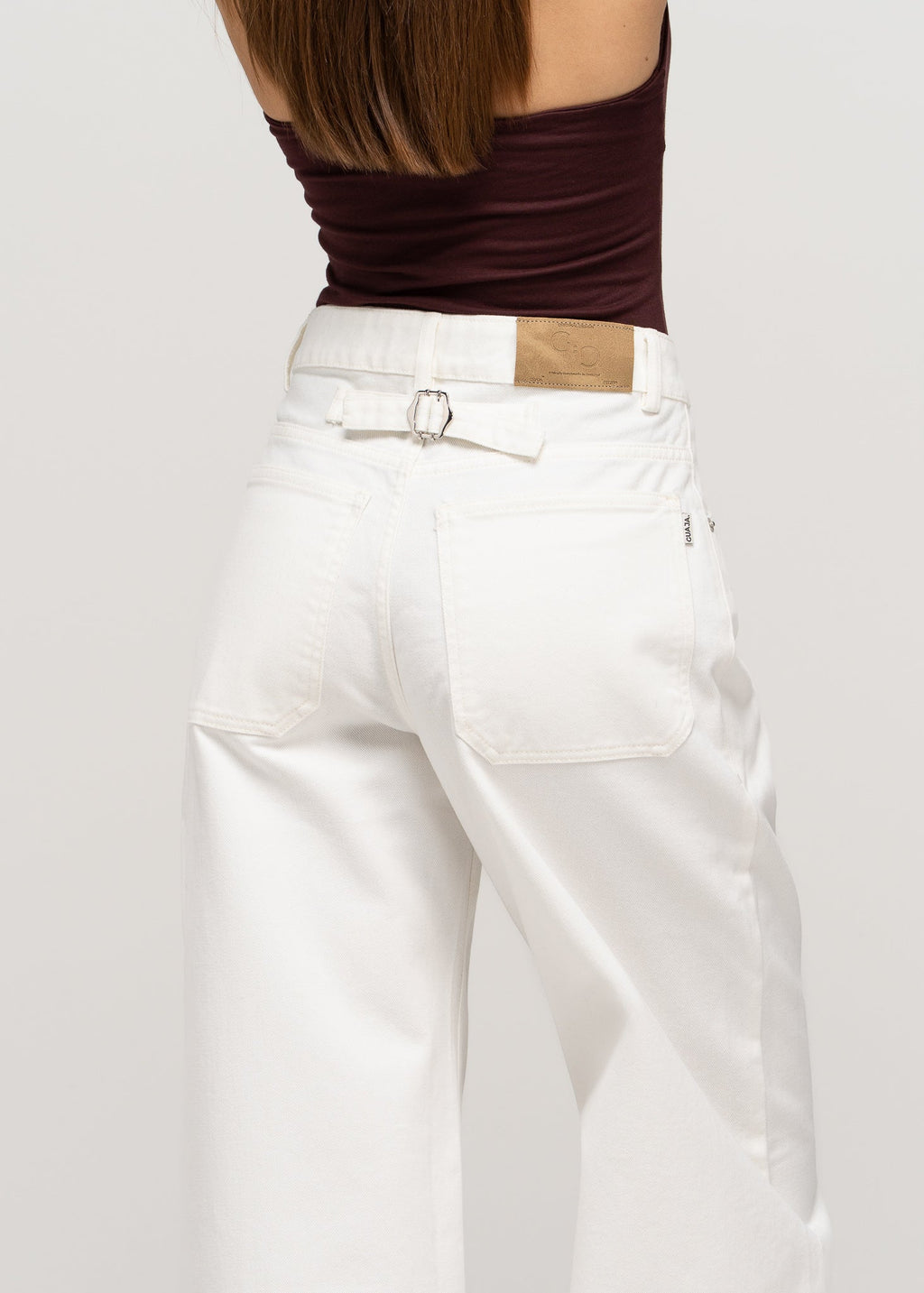 Jeansy Ava Mid-Waist Barrel - White