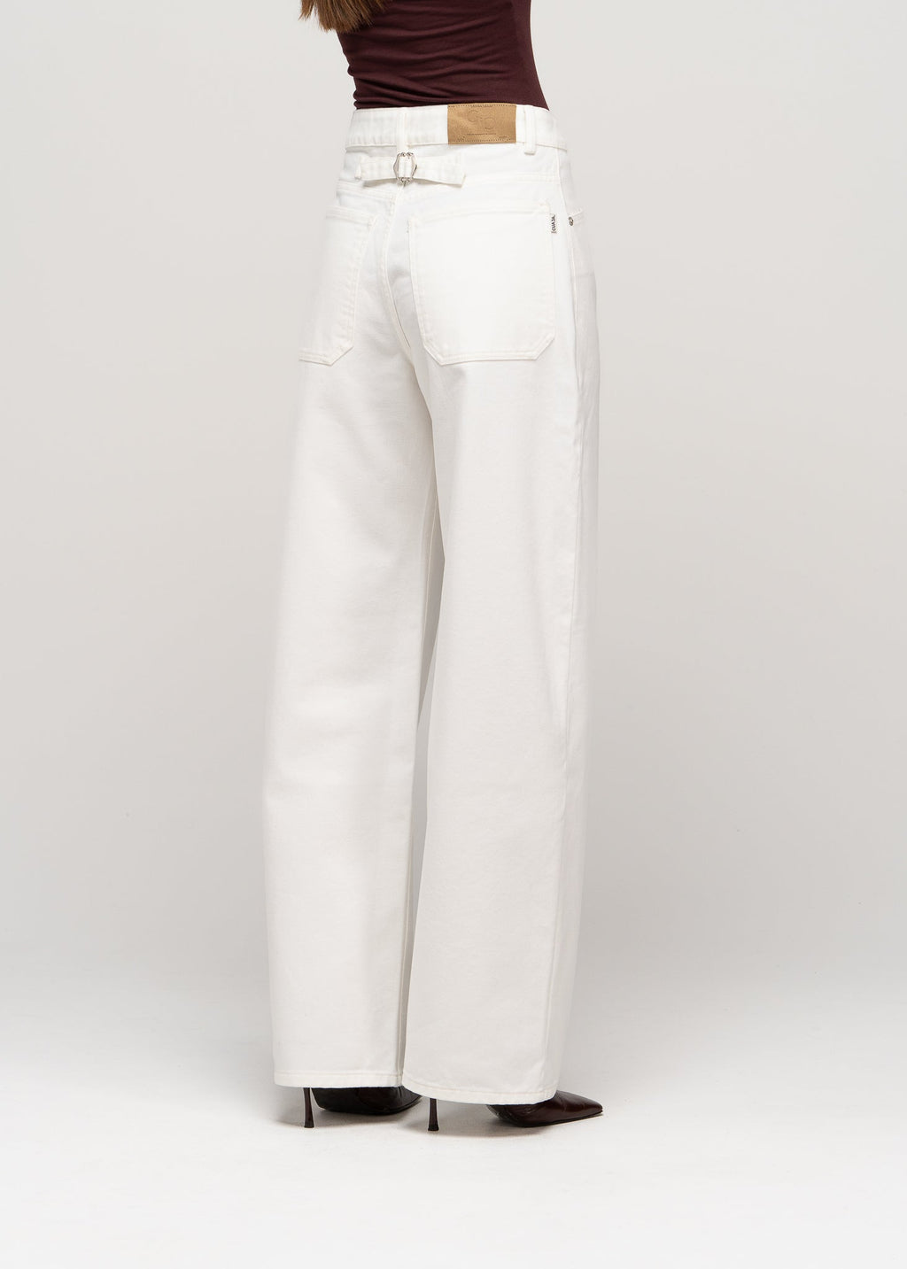 Jeansy Ava Mid-Waist Barrel - White