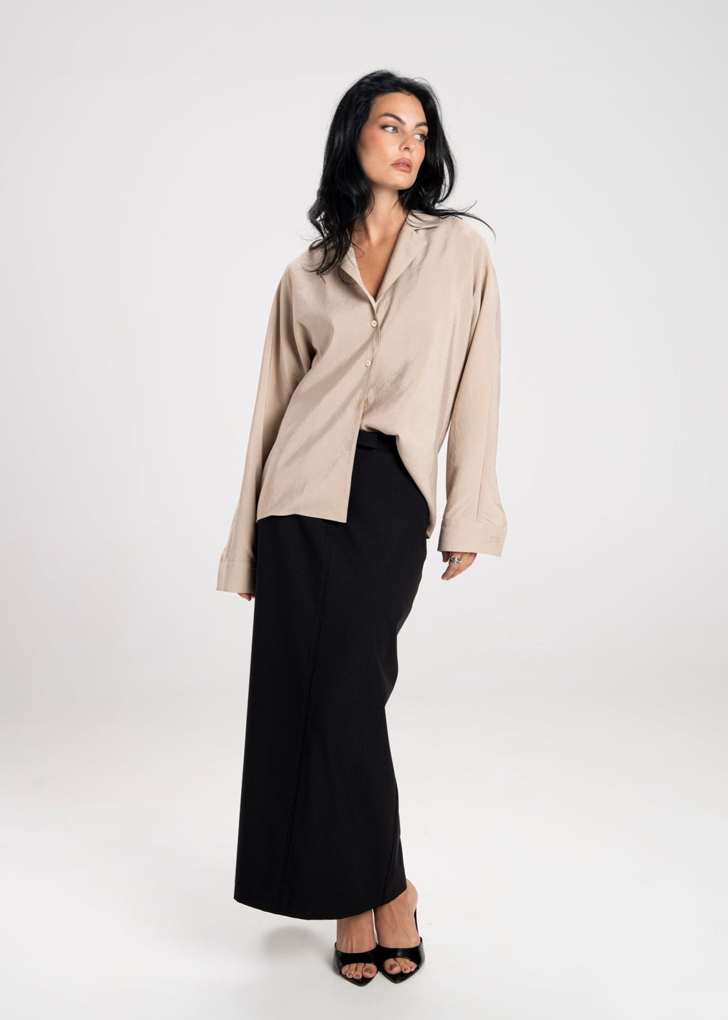 Jupe Keanu Tailored Mid-Waist Midi - Black