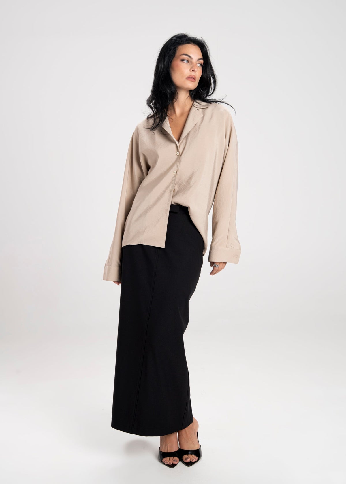 Jupe Keanu Tailored Mid-Waist Midi - Black