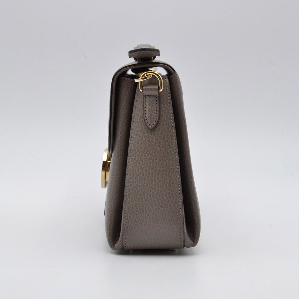 Gucci Interlocking Gg Cuir Grainé Gris