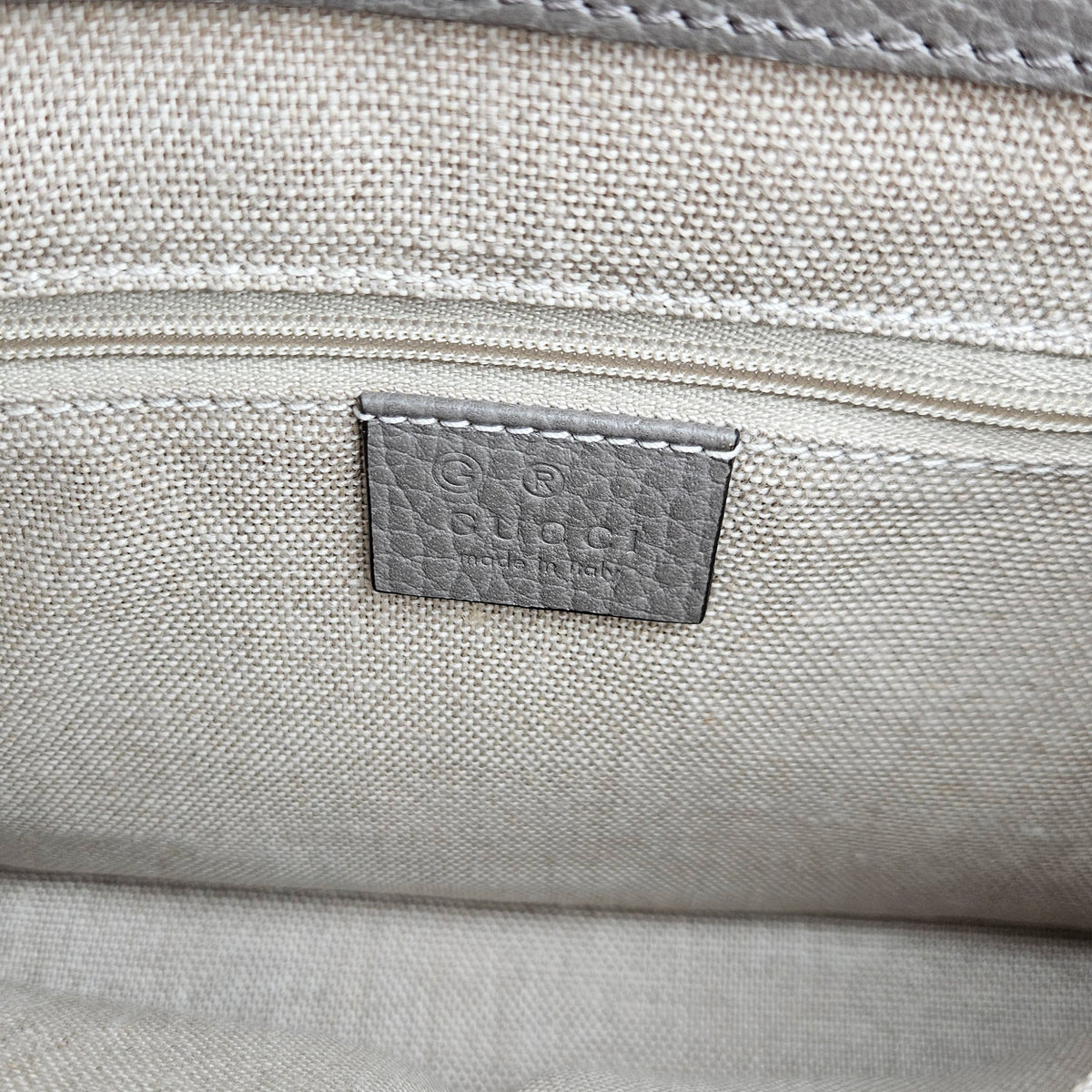 Gucci Interlocking Gg Cuir Grainé Gris