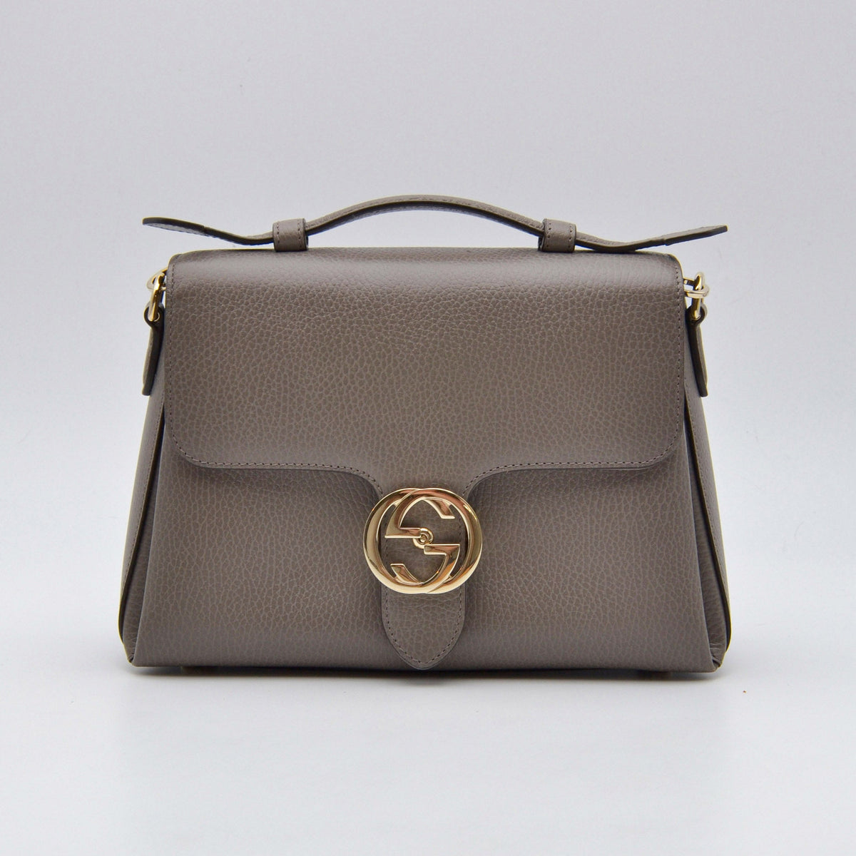 Gucci Interlocking Gg Cuir Grainé Gris