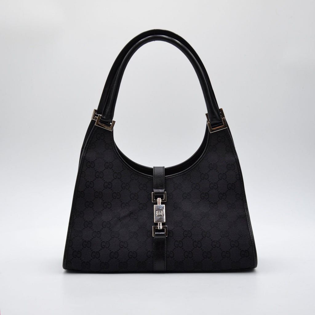 Gucci Jackie Black GG Monogram Canvas Bag