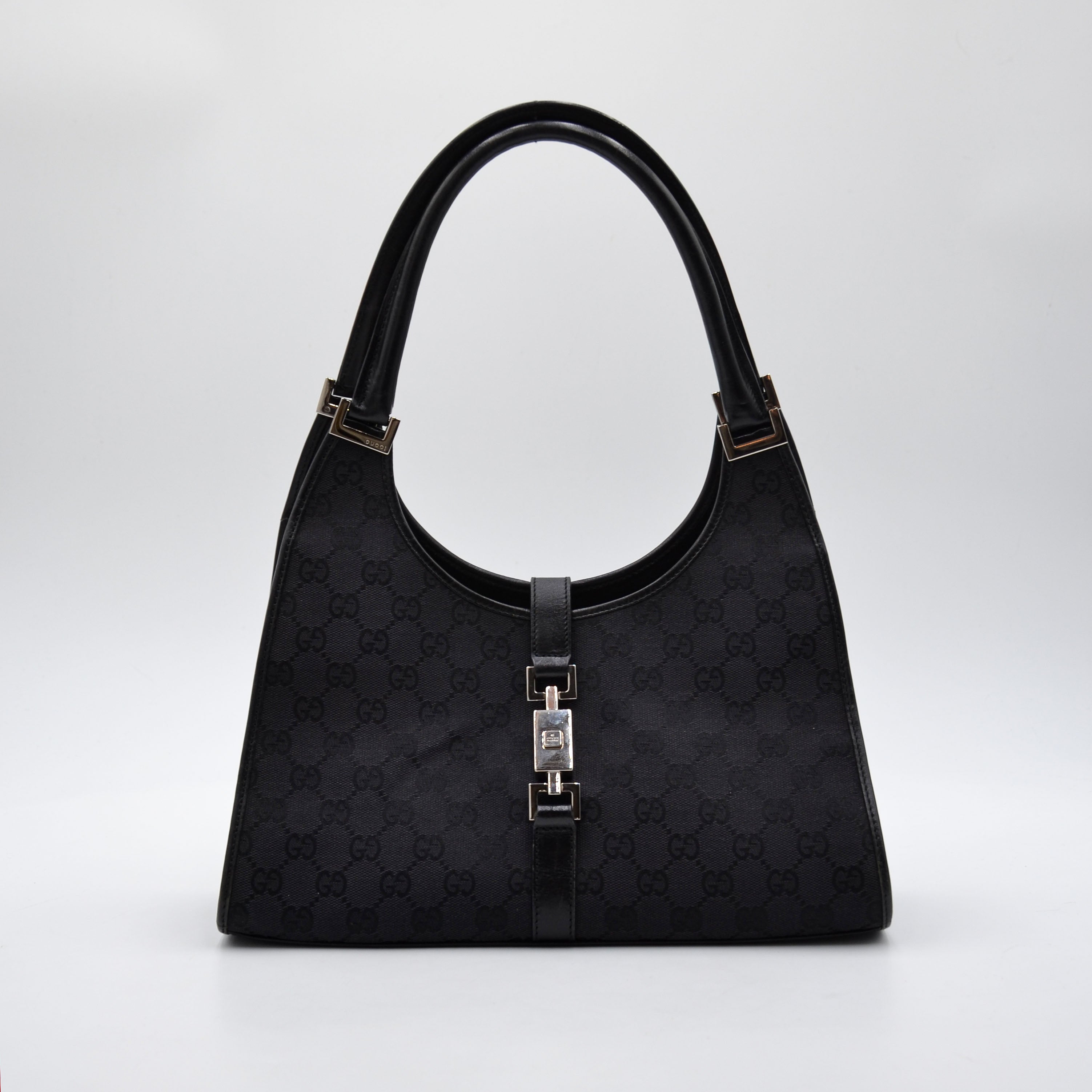 Gucci Jackie Black GG Monogram Canvas Bag