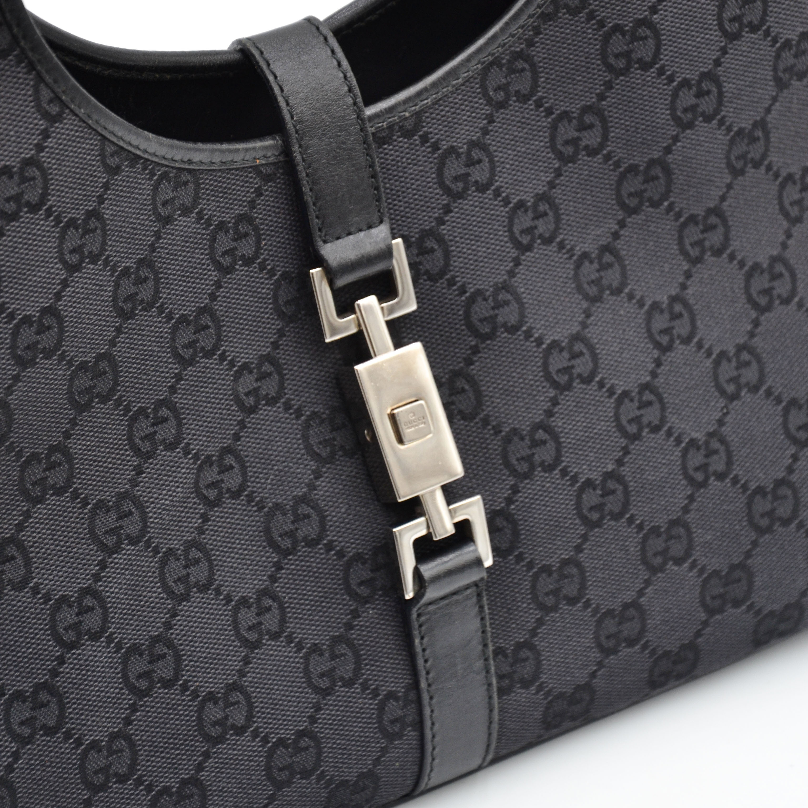 Gucci Jackie Black GG Monogram Canvas Bag