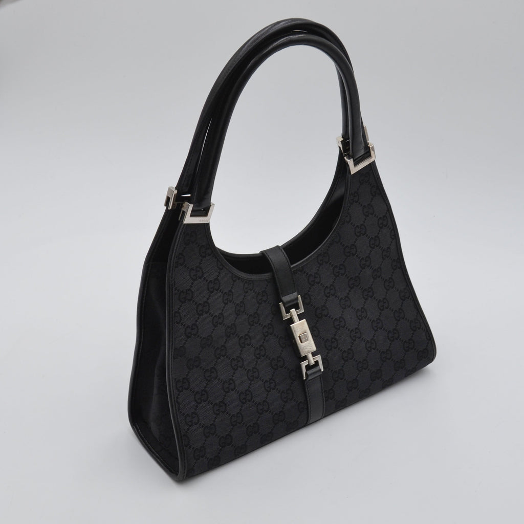 Gucci Jackie Black GG Monogram Canvas Bag