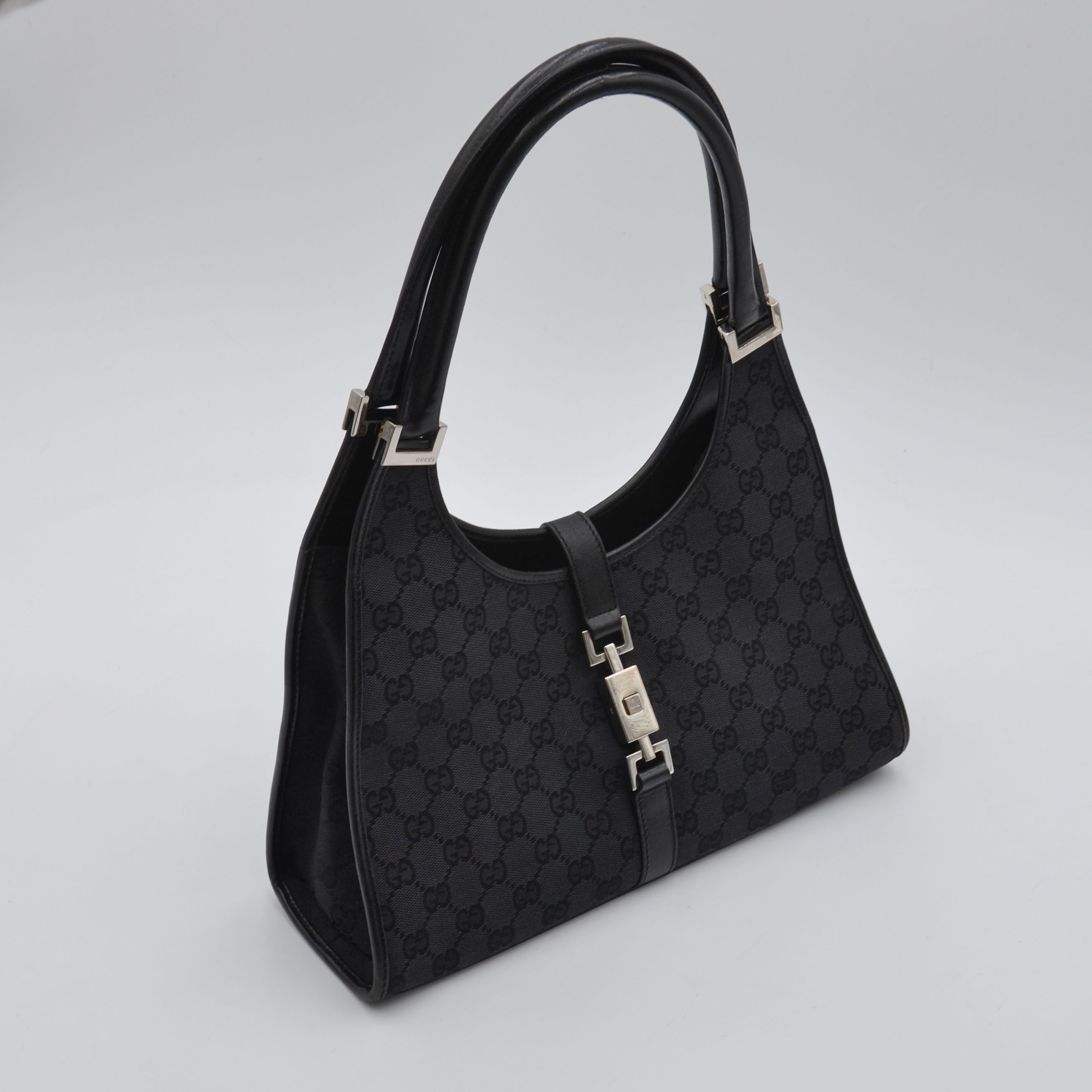 Gucci Jackie Black GG Monogram Canvas Bag