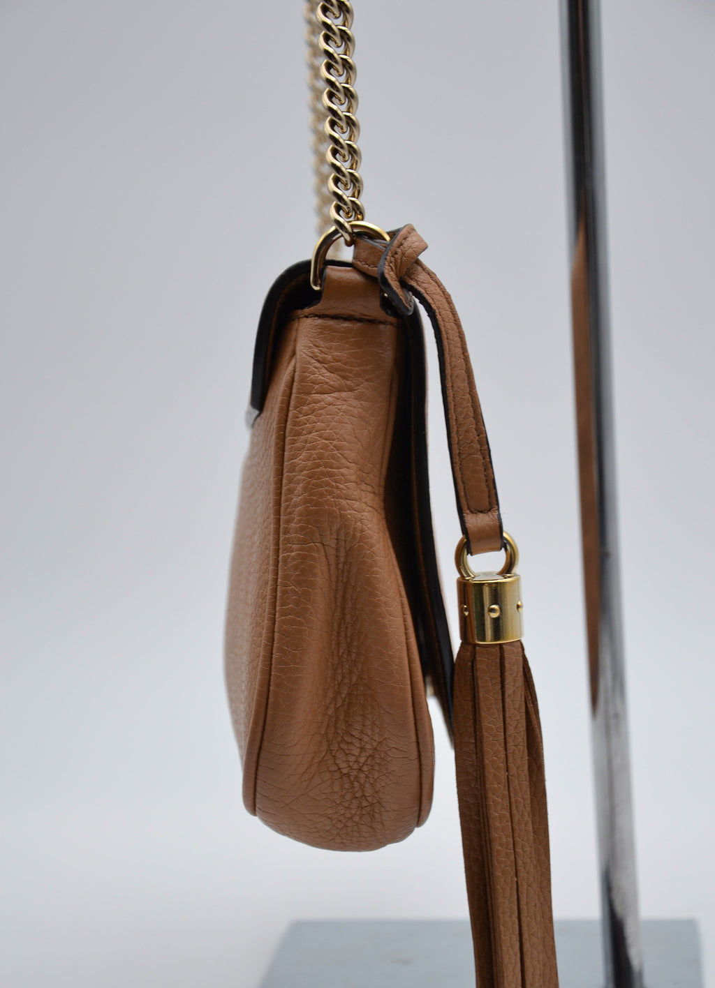 Pochette Gucci Soho En Cuir Grainé Beige
