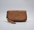 Pochette Gucci Soho En Cuir Grainé Beige