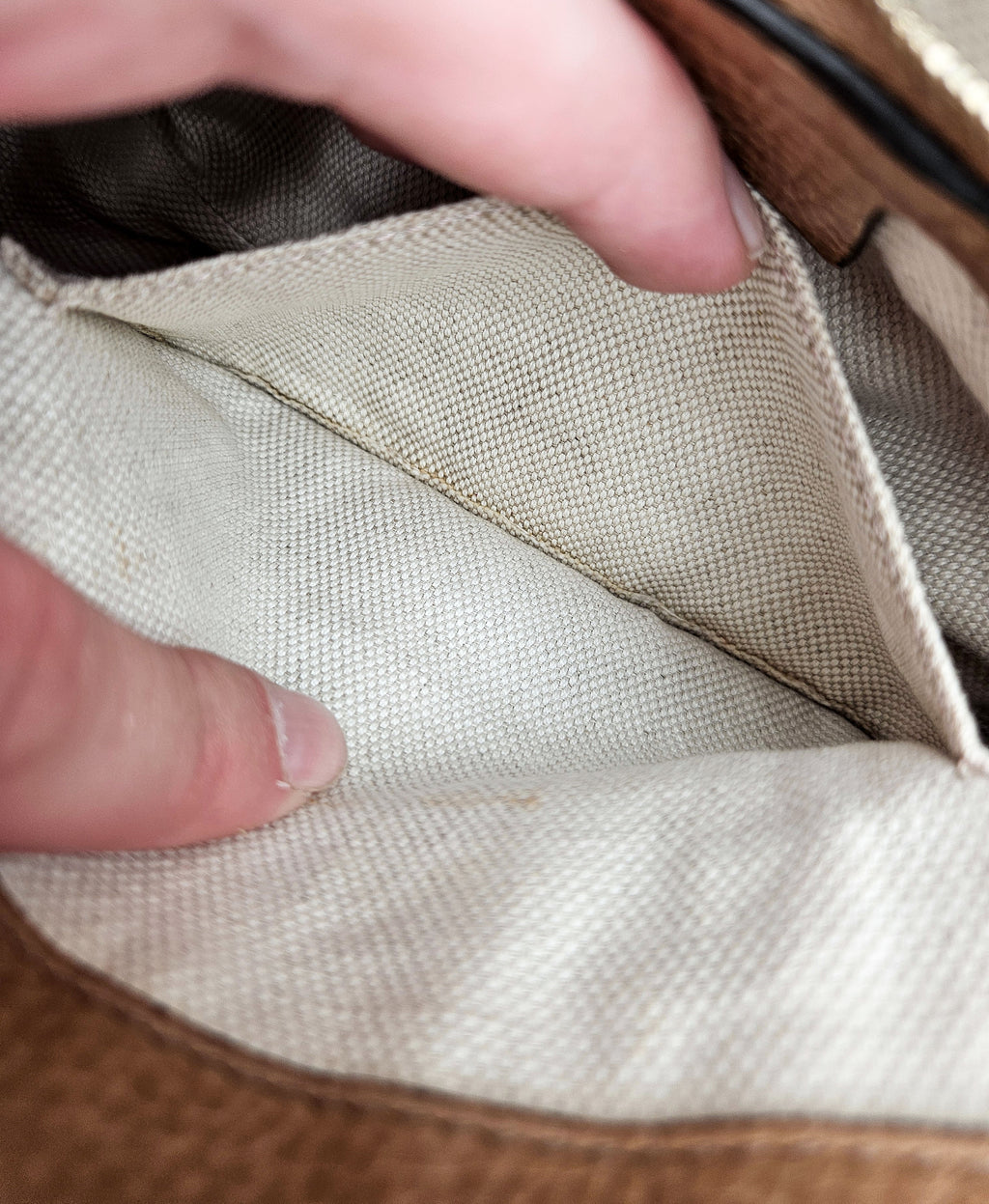 Pochette Gucci Soho En Cuir Grainé Beige