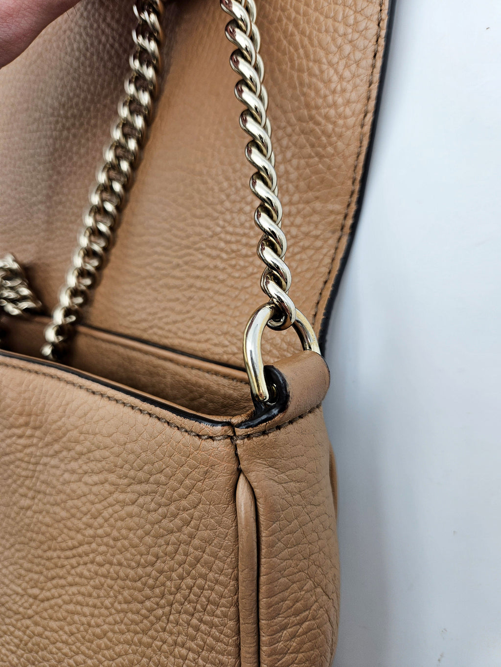 Pochette Gucci Soho En Cuir Grainé Beige