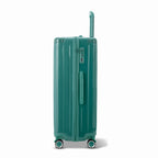 Side view of the GYL Intemporelle water green hard-shell suitcase with telescopic handle and TSA lock. #couleur_vert