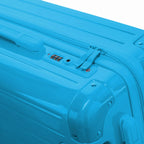 TSA combination lock and GYL double zip slider on the Intemporelle mint hard-shell suitcase. #couleur_menthe