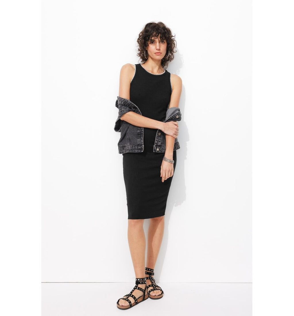 Women's Jersey Tank Dress - Plain Dark Black