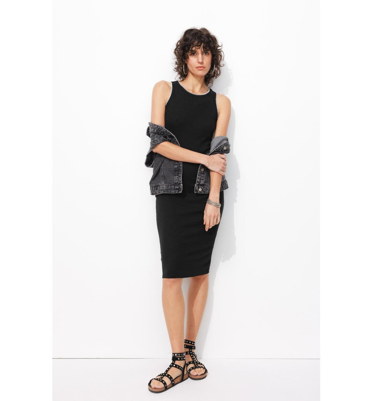 Women's Jersey Tank Dress - Plain Dark Black