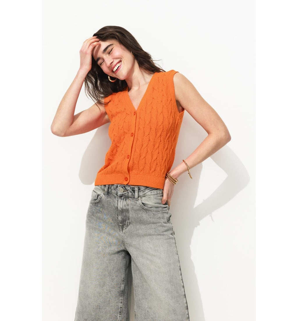 Sleeveless Twisted Vest - Multicolor Striped