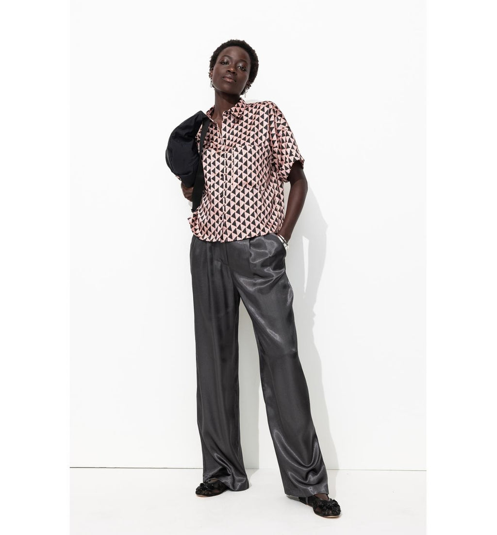 Pantalón de satén Billy para mujer - Unicolor gris oscuro