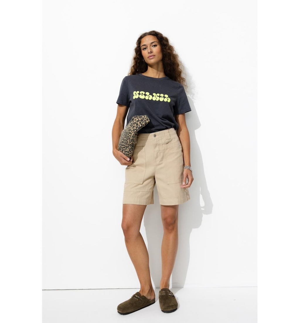 Short Uni en Toile Femme - Naturel Uni Clair