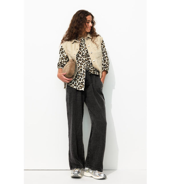 Cotton Gauze Trousers - Plain Dark Gray