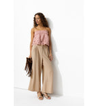 Mujer Pantalones anchos - Un solo color Natural claro