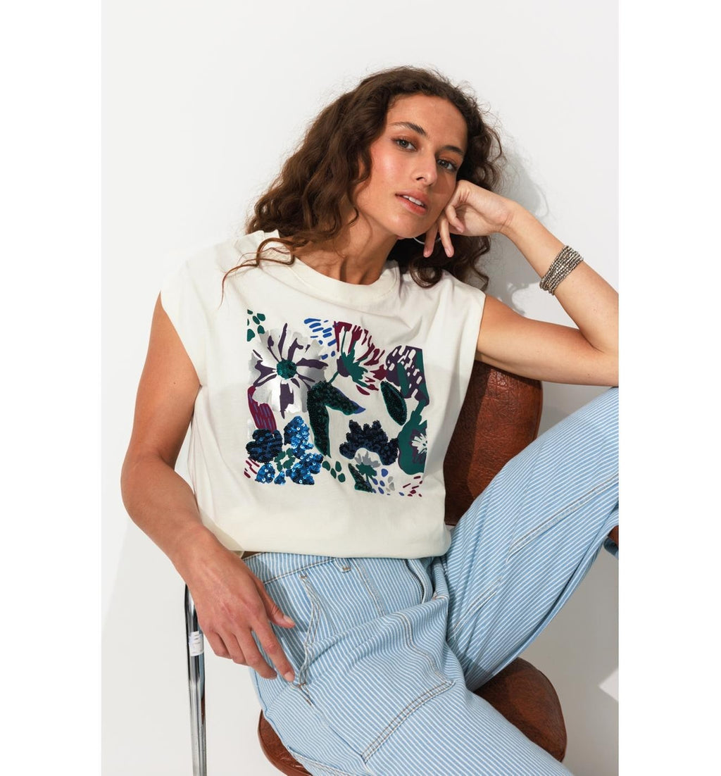 Mujer Camiseta Lentejuelas Estampado Naturaleza