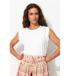 T-shirt sans Manches Côtelé - Naturel Uni Clair