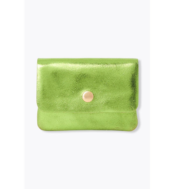 Monedero Pequeño de Piel Iridiscente - Color Verde Liso