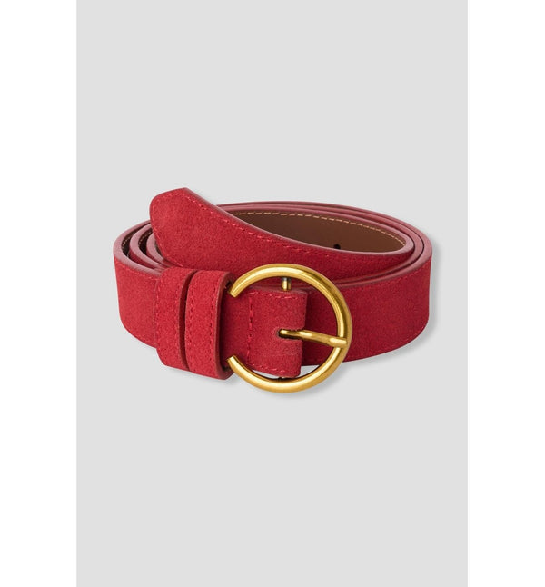 Women's Leather Belt - Solid Red