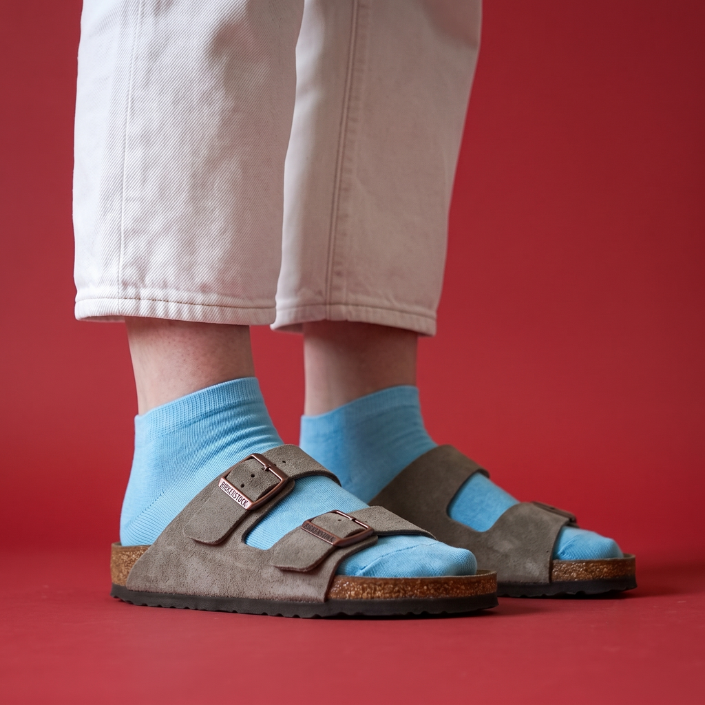 Einfarbige kurze Socken – Hellblau