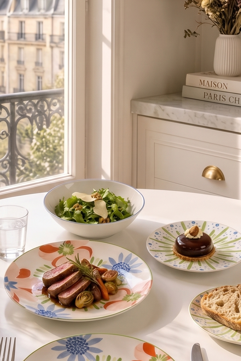 Aube De Pivoine - Service De Table 18 Pièces - Porcelaine - Rose / Vert