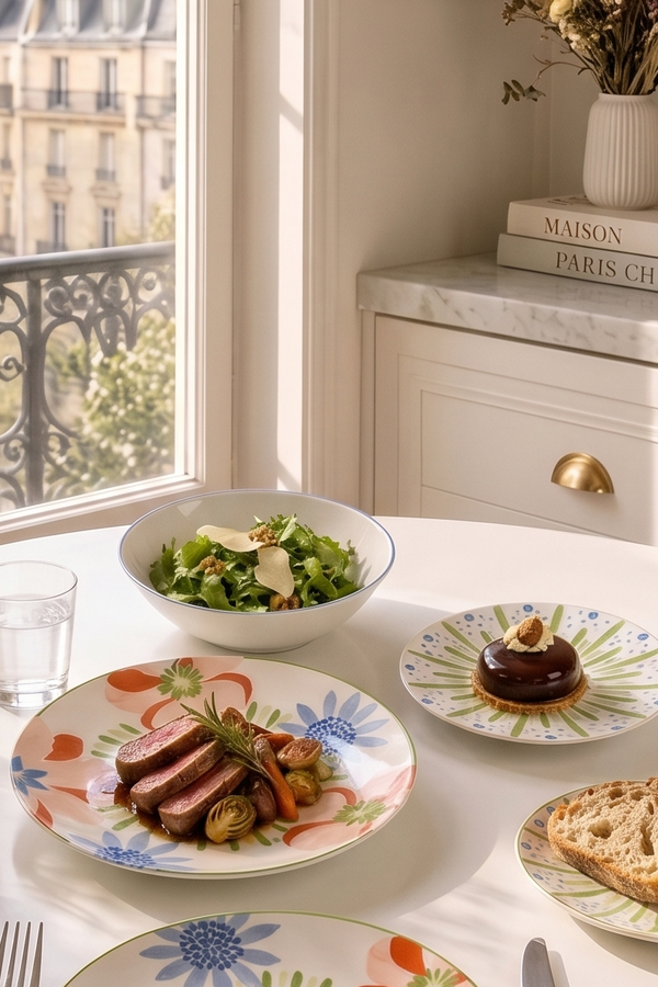 Aube De Pivoine - Service De Table 18 Pièces - Porcelaine - Rose / Vert