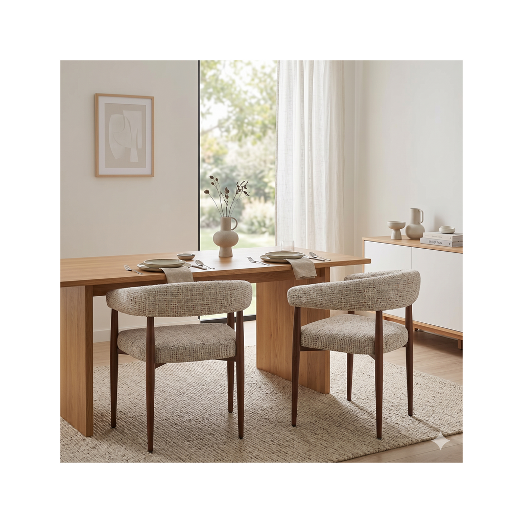 Nour - Lot De 2 Fauteuils - Tissu Moucheté - Beige