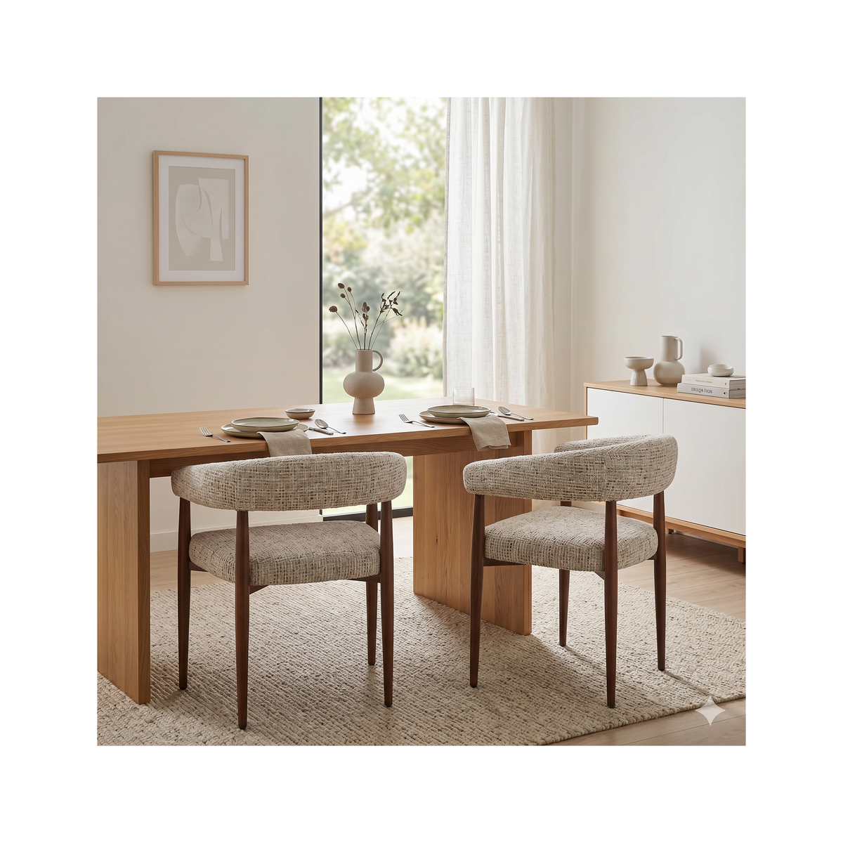 Nour - Lot De 2 Fauteuils - Tissu Moucheté - Beige