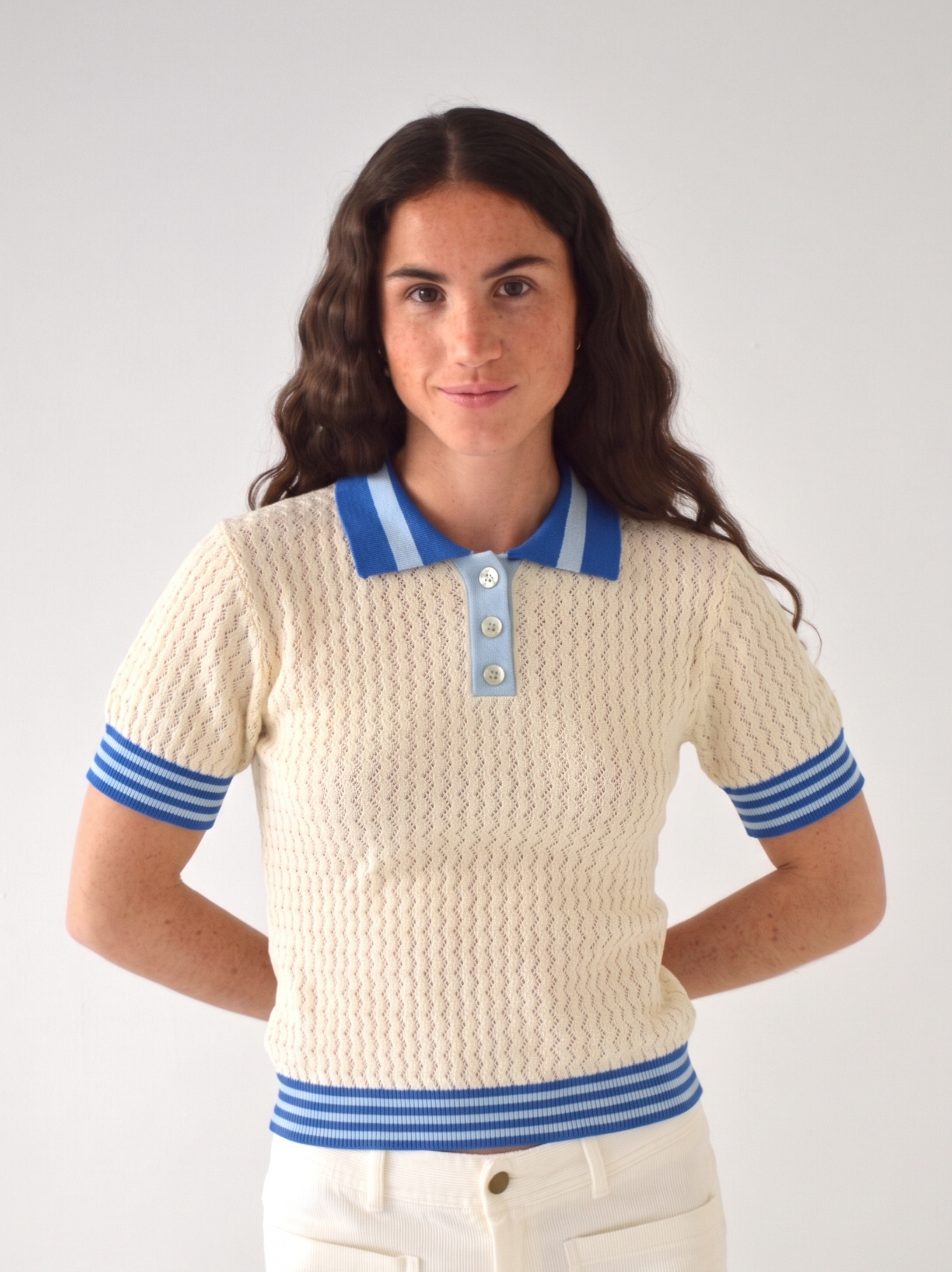 Polo Sara Bleu Et Bleu Clair