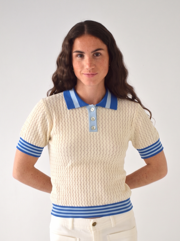 Polo Sara Bleu Et Bleu Clair