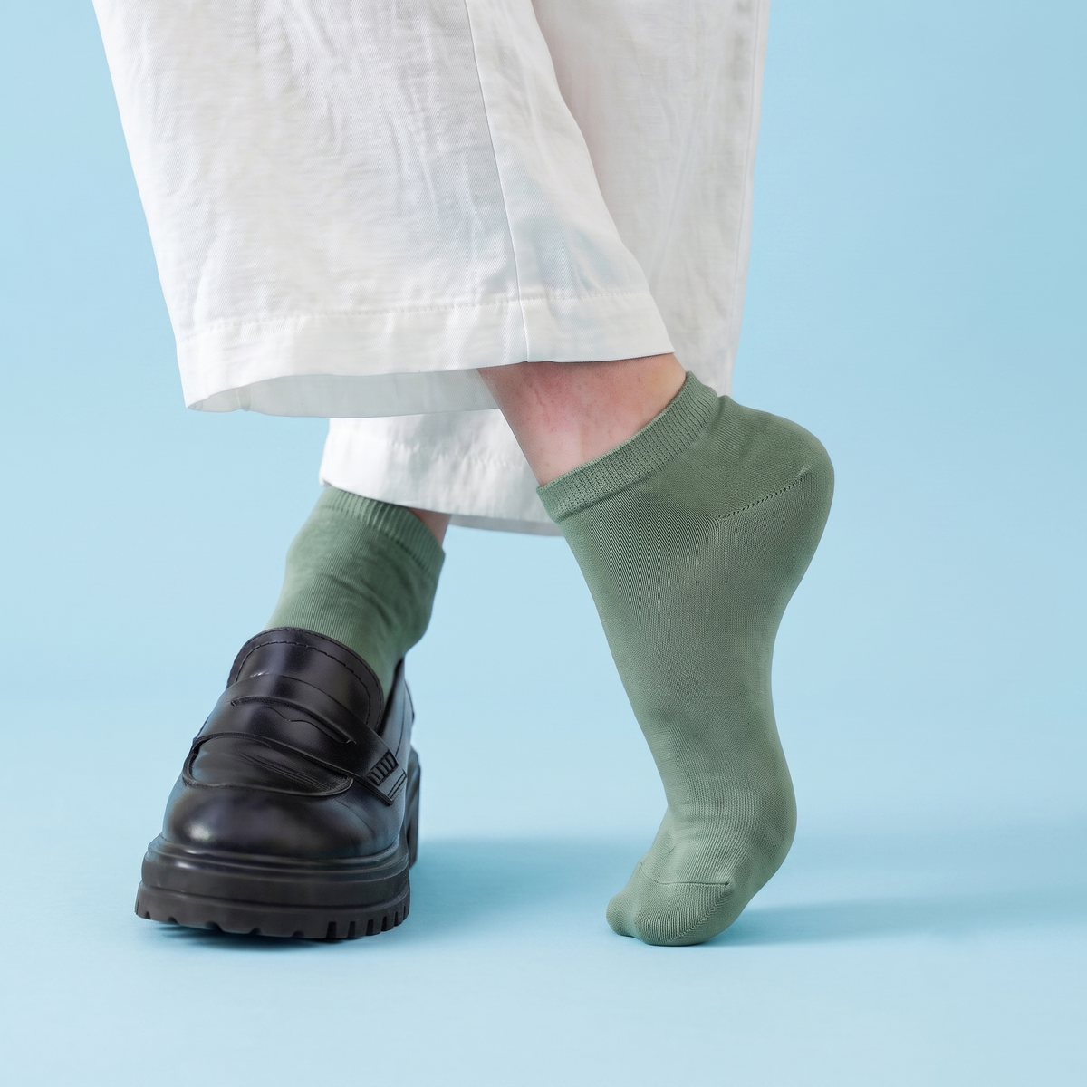 Chaussettes Basses Unies - Sauge
