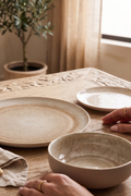 Iris Taupe - 18 Piece Dinner Service - Reactive Stoneware - Taupe
