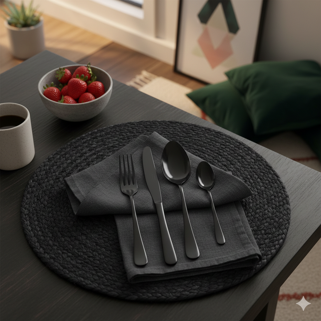 Black Clipper - 24 Piece Cutlery Set - Stainless Steel - Black