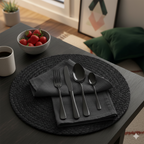 Black Clipper - 24 Piece Cutlery Set - Stainless Steel - Black