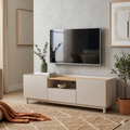 Stanley - Mueble de TV de 2 puertas y metal - Madera - Beige