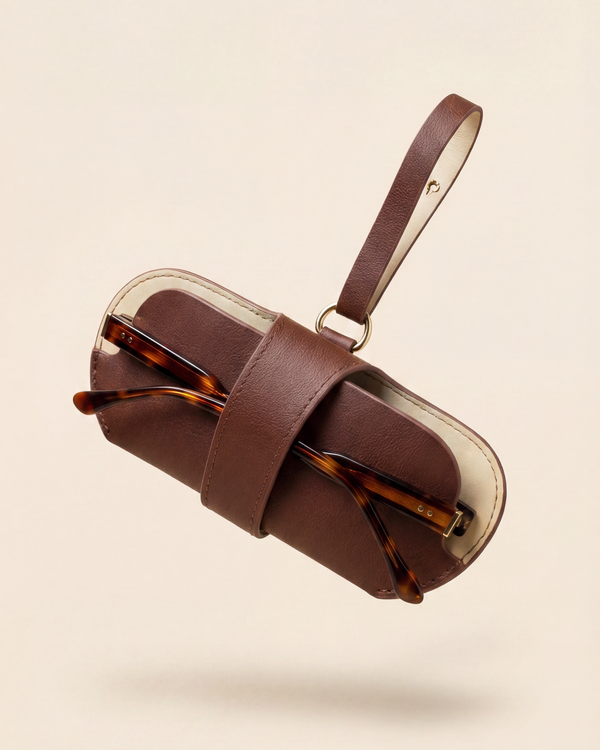 Leather Glasses Case Case - Brown - Unisex