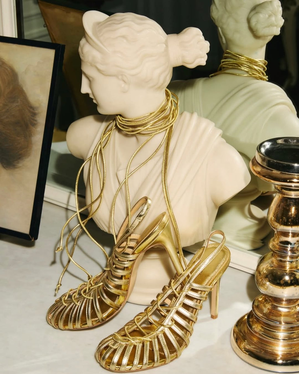 Gigi Court Shoes - Gold