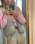 Kamizelka bez rękawów z kożuchem owczym szara lifestyle